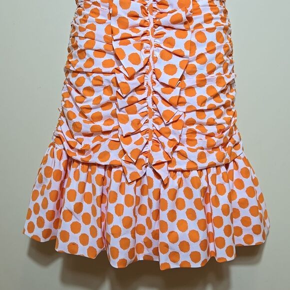 Rickie Freeman Teri Jon Polka Dot Ruched Mini Dress Ruffle Sweetheart 80s 90s - Picture 3 of 13